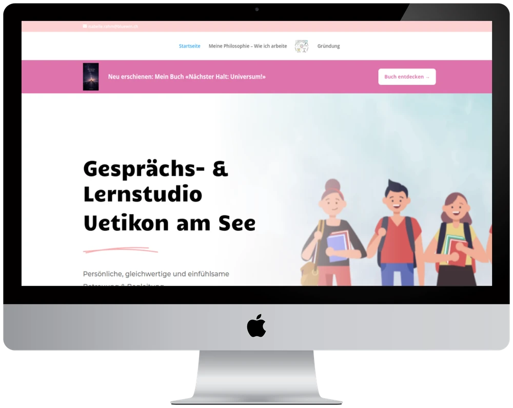 Lernstudio Uetikon website shown on a desktop monitor